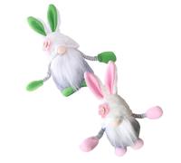 ifundom 2 Pcs Easter Bunny Plush Dolls Set, Long Hair Bunny Shape Desktop Decorations, Green and Pink Adorable Gnome Plush for Holiday and Home Ornament