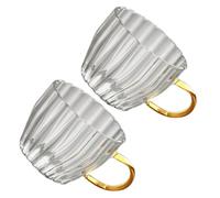 ifundom 2 Pcs Glass Teacups 100ml with Handles Small Kung Fu Tea Cups | Easy to clean, smooth round edges, safe glass, traditional style for tea service and daily use
