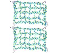 ifundom 2 Pcs Small Green Parrot Climbing Net with Braided Rope, Pet Hanging Net for Birds, Cage Climbing Suitable for Parrots and Small Birds