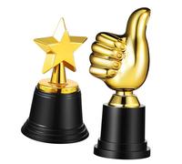 ifundom 2 Pcs Thumbs Up and Star Trophies Plastic Award Cups with Shining Coating for Party Favors Competition Prizes and School Recognition