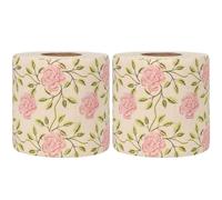 ifundom 2 Rolls Rose Print Bamboo Pulp Toilet Paper Sustainable Soft Floral Pattern Tissue for Home Bathroom Decor with Fade-Resistant Elegant Flower Design