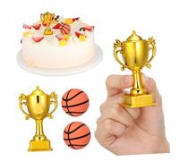 ifundom 2 Sets Basketball Cake Decorations Mini Trophies Basketball Toppers for Sports Theme Birthday Parties for Cakes and Desserts Fun Party Supplies