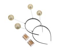 ifundom 2 Sets Golden Martian Antenna Headbands with Glitter Ball Boppers Costume Headwear for Halloween Parties Lightweight Comfortable Accessories