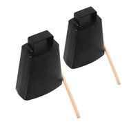 ifundom 2 Sets Metal Iron Cowbell Percussion Instruments with Stick and Handle Noise Makers for Drum Set Sporting Events Music Classes Friendly Lightweight Black Finish