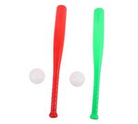 ifundom 2 Sets Outdoor Training Baseball Lightweight Plastic Bat in Red Green Safe Smooth Surface for Activities and Backyard Play
