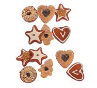 ifundom 2 Sets Realistic Fake Cookie Biscuit Lightweight Artificial Christmas Dessert Food Model for Kitchen Display Photo Props with Heart Star Tree Shapes