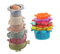 ifundom 2 sets Stacking Cups for Interactive Fish and Animal Shaped Educational Fine Motor Skills Development for Water Play and Family Bonding Activities