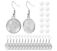 ifundom 20 Pairs DIY Blank Dangle Earrings for Jewelry Making Sublimation Ready with Smooth Round Bezel Trays Comfortable Wire Hooks for Creative Craft Projects and Design