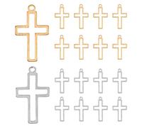ifundom 20 Pieces Stainless Steel Hollow Cross Pendants, Miniature Outline Crucifix Charms for DIY Jewelry Making, Unisex Christian Cross Charms for Bracelets, Necklaces, Keychains