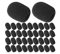 ifundom 200Pcs Mini Headset Microphone Windscreens Foam Covers 30X22X8Mm Small Black Sponge Microphone Protector for Wireless Lapel Mic and Ear-Hook Headsets