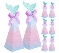 ifundom 20pcs Mermaid Shaped Cookies Boxes Paper Candy Holders Lightweight Banquet Party Cases Creates Festive Atmosphere for Birthday and Wedding Celebrations