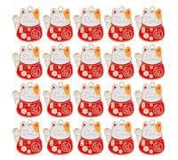 ifundom 20pcs Red Lucky Cat Alloy Pendants DIY Keychain Making Charms Cat Embellishments for Crafting Accessories