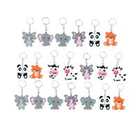 ifundom 20Pcs Wear-Resistant Animal Keychains PVC Soft Rubber Cartoon Bag Pendants Portable Key Rings for Bag Supplies and Random Style