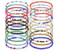 ifundom 24pcs Boho Anklet Beaded Ankle Chain Women Summer Beach Foot Chain Jewelry Bohemian Style Anklet Bracelets