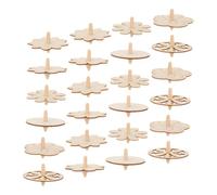 ifundom 24pcs DIY Wooden Gyro Set for, Unfinished Natural Wood Spinning Tops 6 Unique Shapes, Creative Painting Craft for Educational Play and Fine Motor Skill Development