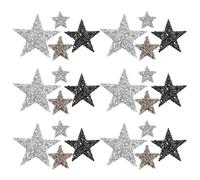 ifundom 24pcs Star Rhinestone Iron-On Patches Set with AB Color, Grey, Black and Silver - Decorative Fabric Appliques for Clothes, Shoes, Hats Repair and DIY Embellishment
