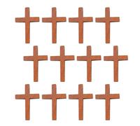 ifundom 25pcs Small Wooden Cross Charms for Necklace Making, Sturdy Hanging Pendant with Creative Modeling Design, Delicate Brown Wood Crosses for DIY Jewelry Crafts and Key Accessories