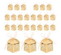 ifundom 25pcs Wedding Candy Box Candy Treats Box Golden Paper Hollow Sweets for Wedding Party Favors Small Chocolates Storage