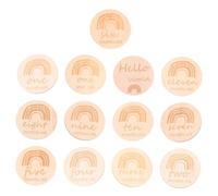 ifundom 26pcs Cards Double-Sided Wooden Commemorative Photo Props Rainbow Growth Record for Newborns for Monthly Memories and Family Sharing