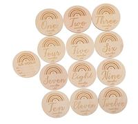 ifundom 26pcs Wooden Circles Monthly Progress Cards for Newborn Photography Props German Language Name Announcement Sign for Nursery Decor Birth Announcement Months Signs