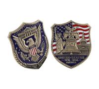 ifundom 2pcs 250th Usa Flag Lapel Pins - American Independence Day Patriotic Shield Badge - Commemorative Anniversary Brooches for National Celebration Clothing Accessories