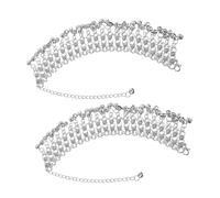 ifundom 2pcs Adjustable Tribal Bell Anklet Bracelet with Tassels for Women Belly Dance Beach Festival Summer Accessories Lightweight Ethnic Foot Chain Jewelry