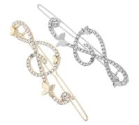 ifundom 2pcs Alloy Music Note Hair Clips for Girls, Non-slip Bobby Pins with Rhinestone Inlay, Elegant Design to Tightly Hold Hair for Kinds of Occasions