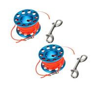 ifundom 2pcs Aluminum Alloy Diving Spool Reel with Pre-Attached Line and Hook Underwater Navigation Tool for Scuba Diving and Snorkeling Anti-Tangle Finger Reel with Double-Ended Snap Clip