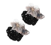 ifundom 2pcs Black Hair Nets for Buns with Elegant Insect Pattern, Fabric Embroidery Hair Net for Buns Providing Comfort Protection and Stylish Sophisticated Look, for Parties and Proms