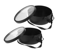 ifundom 2pcs Black Plastic Round Fruit and Flower Boxes with Handles, Small and Large Set for Valentine’s Day, Wedding, Birthday Floral Packaging and Party Favor