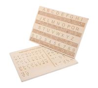 ifundom 2pcs Braille Alphabet Number Board Wooden Interactive Teaching Aid with Raised Dots Sturdy Construction Beige for Blind People and Visual Impaired Individuals Home and School Use