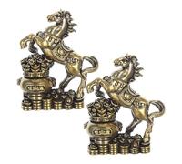 ifundom 2pcs Brass Horse Statue Elegant Finish and Refined Design, Miniature Collectible Table Decoration for Home and Chinese New Year Prosperity Ornament