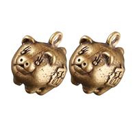 ifundom 2pcs Brass Little Pig Pendant Antique Style Keyring Charm