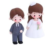 ifundom 2pcs Bride and Groom Figurines Cake Topper, Soft Glue Wedding Cake Decoration for Tables and Home Decor, Funny Cute Mr and Mrs Ornament