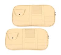 ifundom 2pcs Car Visor Storage Organizer Beige PU Car Storage Pocket with Sunglasses Holder Card Cash Pouch for License Pen Key Easy Installation Vehicle Interior Accessories for Truck Suv