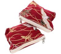 ifundom 2pcs Chinese Brocade Zippered Coin Purse Key Bag for Women Small Vintage Pouch Canvas Mini Bag Organizer Insert