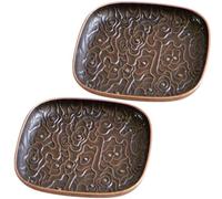 ifundom 2Pcs Copper Metal Tea Saucers Retro Coaster Set for Restaurant and Tearoom Beverage Serving
