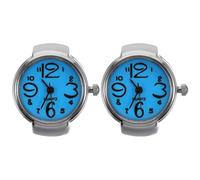 ifundom 2pcs Creative Metal Ring Watches Mini Time Display for Convenient Time Checking, Stylish Blue Quartz Watches as Gifts for Men