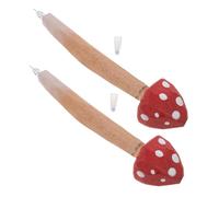 ifundom 2pcs Cute Mushroom Shaped Ballpoint Pens Red Wood Material Smooth Writing Decorative Pens for Students Office School Supplies Festival