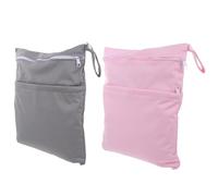 ifundom 2pcs Diaper Storage Bag Two Zippered Pockets for Wet Dry Diapers for Organization at Home Travel