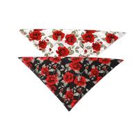 ifundom 2pcs Dog Collar Bib for Valentines Day Red Rose Pattern Cotton Saliva Collar Pet Decor for Dogs