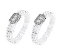 ifundom 2pcs Elegant Ladies Watch Expanding Bracelet with Faux Pearl Double Row Design, Classic and Comfortable to Wear Women Quartz Watch for Casual Events and Dating