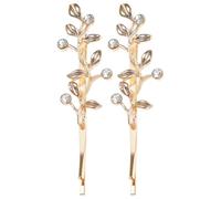 ifundom 2pcs Elegant Rhinestone Hair Barrettes for Women, Gold Alloy Material, Sturdy and Versatile Decorative Hair Clips, for Weddings and Special Occasions
