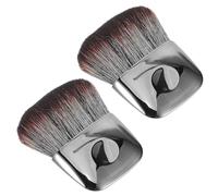 ifundom 2pcs Flat Face Makeup Brushes for Contour and Definition, Portable Black Plastic Handle with Soft Fiber Bristles, Sleek Hygienic Design, for Travel and Powder Application