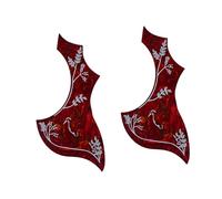 ifundom 2pcs Flower and Bird Pattern Wing Shaped Self-adhesive Pickguard Sticker for Acoustic Guitar Easy Install Random Design Dark Red