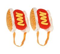ifundom 2PCS Funny Hot Dog Pet Costume Warm Cotton Small Dog and Cat Outfit for Halloween Birthday Party Cosplay Easy Off Puppy Clothing