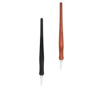 ifundom 2PCS Glass Dip Calligraphy Pens Set, Black and Tea Color Long Handle Dipped Signature Writing Pens for Art, Manga, and Creative Lettering in Office and School