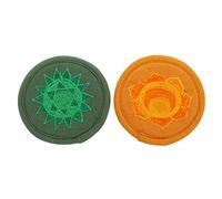 ifundom 2pcs Handmade Embroidered Sound Bowl Mats for Yoga Studio Decorative Tea Pot Coasters 7 Chakras Design Buddhist Ritual Implement Rounded Cushions for Meditation
