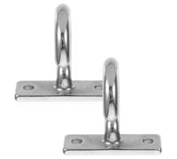 ifundom 2pcs Heavy Duty Stainless Steel Ceiling Hook for Rope Tie | Pad Eye Plate Design, Screw Mount Anchor Point, Silver Finish, for Boat Gear and Garage Storage