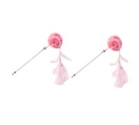 ifundom 2Pcs Interactive Cat Pink Handmade Ball Teaser Wand for Indoor Cats Kitten Plaything for Energy Release and Fun Engagement